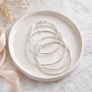 Silver Hoop Earring Set 4 Sizes | Classic Thin Hoops | Lightweight Earring